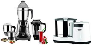 Butterfly 750 Watts Mixer Grinder With 4 Jars And Table Top Wet Grinder With Coconut Scrapper Attachment, Grey