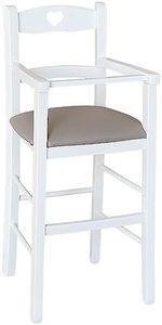 Seggiolone Pappa in legno bianco con seduta ecopelle grigio/tortora