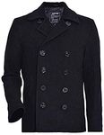 Seibertron Men's Woolen coat US Navy Type 80% Wool USN Pea Coat Black L