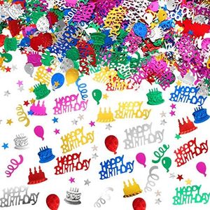 3000 Pieces Happy Birthday Confetti Birthday Cake Confetti Metallic Foil Balloon Confetti Table Scatter Confetti Decorations for Birthday Party, Baby Shower, DIY Arts and Crafting