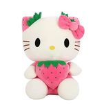 Vaishno Hello Kitti Cartoon Character Shaped Strawberry Cat Doll for Daughter Kitti Cat Soft Stuffed Plush Toy for Kids Birthday Gift (Pink) (Size 20 CM) (VSN01)