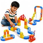 Kidology Magnetic Train Track Set for Kids | 70-Piece Flexible 3D Magnetic Monorail with Motorized Train | DIY Gravity-Defying Race Track Toy for STEM Learning | Gift for Boys & Girls