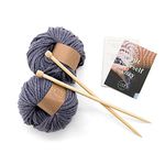 Calm Club | Knitting Kit & Guide | Crochet A Chunky Knit Blanket | Craft Kits for Adults | Crochet Kit for Beginners | Includes Chunky Yarn, Knitting Needles, & Starter Guide | Knitting Set Gifts