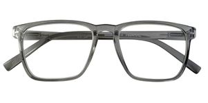 I-Sential Reading Glasses Large Lens & Case Spring Hinges Designer Style Mens Womens Readers Translucent Grey +1.50