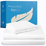 Ashton Sheets Egyptian Cotton Sheets King Size - 800 TC 4 Pc White Egyptian Cotton Bed Sheet for King Size Bed, Sateen Weave Deep Pocket Luxury Hotel Sheets, Extra Soft Cooling Bedding Sheets