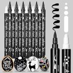 AOSUCO 12 Acrylic Paint Pens Dual Tip Acrylic Pens for Rock Painting, Wood, Pebbles, Glass, Ceramic, Stones, Fabric, Canvas, Craft, Waterproof Brush Pens, Acrylic Marker Pens Set (Black & White)