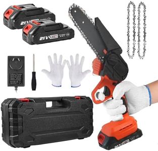 6-Inch Cordless Mini chainsaw, Electric Protable Chainsaw with 2Pcs Batterie 21V and 2 Chains & Charger, Handheld Rechargeable Chainsaw for Branch Wood Cutting Garden Tree Logging Trimming
