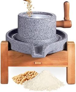 Stone Mill Grain Grinder for Home, Manual Stone Grinder with Wooden Stand for Wheat and Flour Grinding Spices, Coffee Beans, Barley, Soy, Tortillas