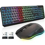 KLIM Blaze & Chroma - New for 2023 - AZERTY Wireless Gaming Keyboard and Mouse Set - Durable, Ergonomic - Wireless Gaming Keyboard and Mouse Set for PC, Mac, PS4 PS5 - Built-in durable battery