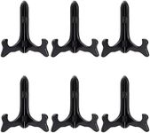 Juvale 6-Pack Small Wooden Plate Stands for Display 6 Inch, Picture Easels for Desk, Tabletop, Arts and Crafts, DIY Projects, Students, Painting, Artists, Classroom (Black)