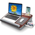 Gimars Home Office Lap Desk Fits up to 17 Inches Laptop with Dual Cushion,Wrist Rest, Built-in Mouse Pad, Tablet Phone Holder and Storage Drawer, Retro Dark