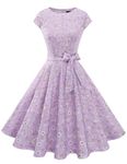 Dressystar Cocktail Dress 1950s Vintage Formal Bridesmaid Dress Party Wedding Guest Dress LavenderWhiteFlower M