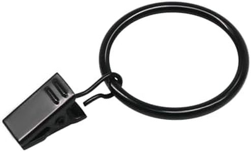 Coideal Curtain Rings with Clips Black - 40 Pcs Metal Drapery Clip Ring 1.26 in Interior Diameter, Fits up to 1 in Curtain Rod
