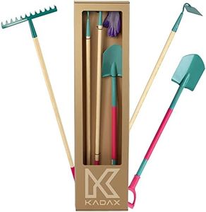 KADAX Set di Attrezzi da Giardinaggio, Include Vanga a Punta, Rastrello a Denti Diritti, Zappa Quadra e Guanti Protettivi, Accessori per il Giardino