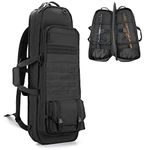 GOBUROS Tactical Rifle Backpack Fits 36 Inches Rifles, Soft Rifle Case Bag with 3 Magazine Holders, Lockable Zipper, Molle System for Hunting and Shooting and Padded Shoulder Straps, Black