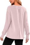 Womens Long Sleeve Shirts Fall Tops Teen Girls Blouses Casual Loose Dressy Basic Trendy Clothes 2024 Pink