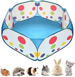 Portable Small Animals Playpen, Outdoor/ Indoor Pop Open Pet Exercise Fence, Guinea Pig Accessories Metal Wire Yard Fence C&C Cage Tent for Rabbits, Hamster, Chinchillas and Hedgehogs (Blue)