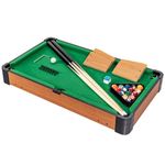SPOTRAVEL Mini Pool Table, Wooden Billiards Table with 16 Balls, 2 Cues, Triangle Rack & Chalk, Portable Snooker Table for Home Party Gathering (Green + Natural, 61cm x 36cm x 16cm)