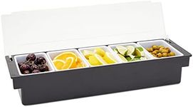 Stockroom Plus Ice Cooled Condiment Serving Tray, Deck Bar Garnish Caddy with 5 Compartments