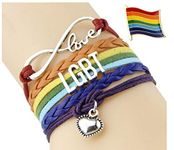 Love LGBT Gay Pride Heart Flag Bracelet plus Rainbow Flag enamel Pin Badge