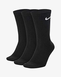 NIKE Men's Everyday Cushion Crew Training Socks (3 Pair), Black/White, L