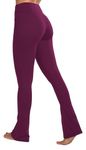 Sunzel Butterflycra High Waist Mini Flared Leggings for Women, Tummy Control Casual Flare Yoga Pants for Yoga Workout Gym 32" Cherry Red X-Small