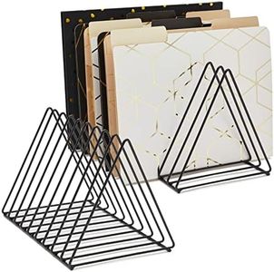 Okuna Outpost 2-Pack File Folder Organizer for Desk - Triangle Holder for Magazines and Notebooks (Black)