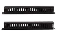 BOXNUBE 1U 22 Slot Rack Mount Horizontal Cable Manager Duct Raceway with Cover & Screws for 19" Server Rack - 2 Pack