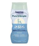 Coppertone Mineral Sunscreen lotion pure and Simple Spf 50, 100 percent Zinc oxide mineral Face and Body Sunscreen, Hypoallergenic Face and Body Lotion for Sun Protection, 177 ml.