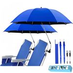 H2ONDBQF 42" Patio Umbrella Umbrellas - Beach Essentials Boat Accessories Beach Umbrella Golf Umbrella with 360° Adjustable Universal Clamp, For Beach Chairs for Adults, Lounge Wagon（2pcs）