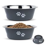 2 Pack Dog Bowls (2020ML), Stainless Steel Dog Bowls with Nonslip Silicone Bottom, Pet Feeding Bowls for Cat, Pups-Food and Water Bowls for Large Dogs