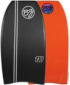 BZ BodyBoards - T-10 Progressive Series Bodyboard - HDPE Slick - Crescent Tail - PE Core - 8lb Deck (Black, 40")