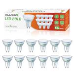 ALUSSO GU10 LED Bulbs Warm White 2700K, 5W 550lm Super Bright Spotlight Bulbs, Equivalent to 50W Halogen Lightbulbs, 120° Wide Beam Angle, Non-dimmable, Pack of 12