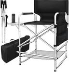 AQNIEGEP Makeup Chair for Makeup Artist 41" Tall Folding Directors Chair Makeup Artist Chair for Clients Directors Chair with Side Table Cup Holder Footrest Bags 400 lbs Load