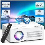 TMY Projector with WiFi and Bluetooth【100" screen included】Native 1080P Outdoor Projector, 4K Supported Portable Projector, Compatible with iOS/Android/PC/TV Stick/HDMI/AV/USB, Indoor Outdoor Use