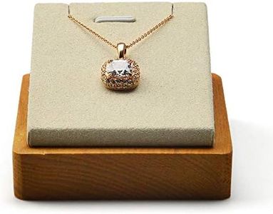 Oirlv Wood Single Necklace Pendant Chain Jewelry Display Stand Jewelry Showcase Display Holder Microfiber Surface(Creamy-White)