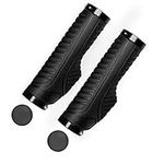 ROCKBROS Bike Grips Bike Handle Grips Double Aluminum Clamp Bicycle Handlebar Grips for MTB BMX Mountain Bike Handle Bar Ends Black