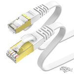 KASIMO Ethernet Cable 5M White, Cat 7 Gigabit Lan Network Cable RJ45 High-Speed Flat Ethernet Cable 10Gbps 600Mhz/s STP Compatible with PC,Game Console,PS4, PS5,Switch,Modem,Smart TV,Patch Panel