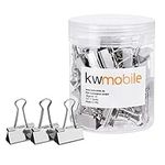 kwmobile Set of Binder Clips (50 Pack) - Extra Small Paper Clamps Foldback Clips for Office Stationary, Printer Paper - 19mm Size (Silver)