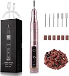 Madenia Professional Cordless Nail Drill with LCD Screen, 35000 RPM Rechargeable Portable Electric Nail File Machine Efile for Acrylic Gel Nails, Manicure Pedicure Polishing, Pink