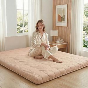 ZonLi Japanese Floor Mattress Futon Mattress King Size, 4" Thicken Roll Up Tatami Mat 100% Cotton Washable Cover, Portable & Foldable Floor Bed Mattress for Sleeping, Dormitory, Adult Kids, Coffee