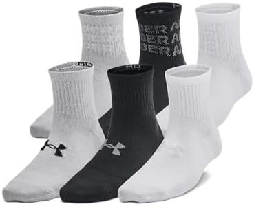 Under Armour Unisex-Child Youth Essential Quarter Socks 6 Pack, (001) Black/Black/Mod Gray, Medium