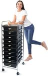 Organize Art supplies Beauty Products Kids' Cafts and Makeup with Black 10-Drawer Multipurpose Mobile Rolling Storage Organizer with Tray Cart | Perfect for Beauty Schools and Kitchen Organization