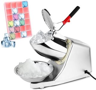 Broyeur à Glace électrique,Machine à Glace pilée 300W,220V-240V Acier Inoxydable à Double Couteau,Snow Cone Maker Machin Volume de Glace concassée 80 kg/h,Convient à de Commerce et de ménage（Argent）