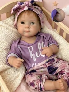 Aniiyy 18 Inch Silicone Baby Girl Doll, Hand-Rooted Hair Reborn Doll