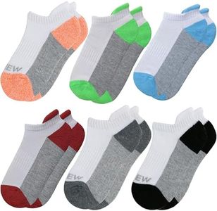 Sunew Boys Socks, Kids' Cushioned Athletic Low Cut Sport Running Daily Ankle Socks, Boys' and Girls,6-Pair Multicolored 5-8 Years