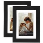 Americanflat 7x5 Photo Frames in Black - Set of 2 - Use as 6x4 Photo Frames with Mount or 7x5 Frame Without Mount - Horizontal and Vertical Formats for Wall and Tabletop - 17.78x12.7 cm