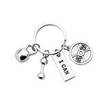 MYOSPARK I Can Weight Plate Barbell Dumbbell Keychain Sports Keychains Fitness Gym Keyring Best Motivational Gift (I CAN keychain)