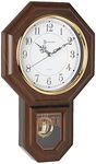 Timekeeper 180WAGM-AMZ Essex Westminster Chime Faux Wood Pendulum Wall Clock, 17.5" x 11.25", Walnut