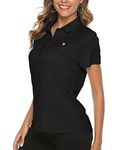 YSENTO Women Golf Shirts Dry Fit Short Sleeve Moisture Wicking Polo Shirts(Black, US XXXL)